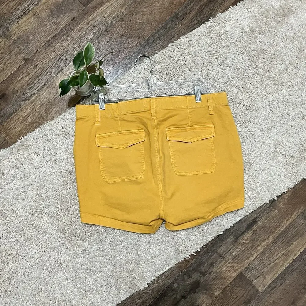 Torrid Size 14 Mustard Yellow High Waisted Stretch Utility Chino Shorts